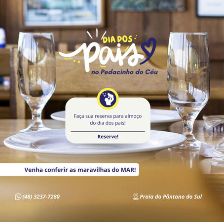 Venha comemorar o dia dos pais aqui no nosso restaurante.